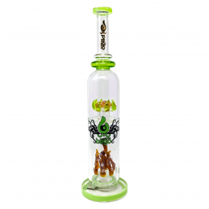 BIIGO Glass By Lookah - 15.5" Duo CreepGaze & TentaFun Perc Water Pipe - Green  [GT056]